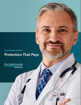 The cover of the 2024 Annual Report for Physicians Insurance.